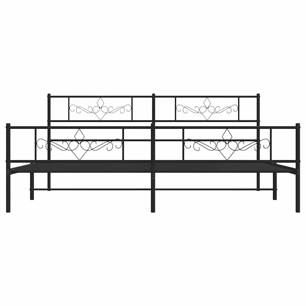 Metal Bed Frame without Mattress with Footboard Black 193x203cm