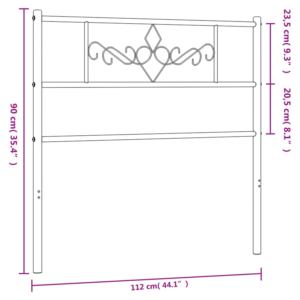 Metal Headboard Black 107 cm