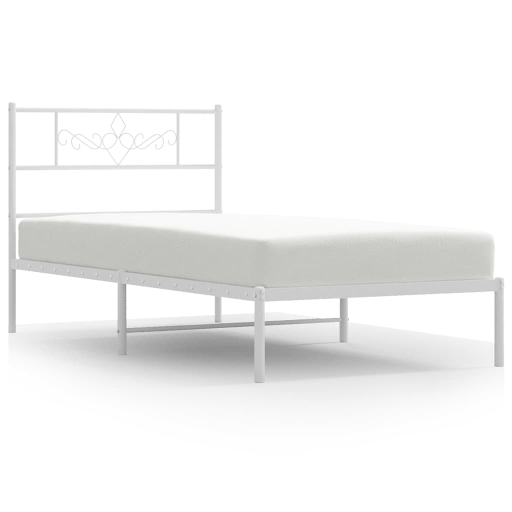 Metal Bed Frame without Mattress with Headboard White 80x200cm