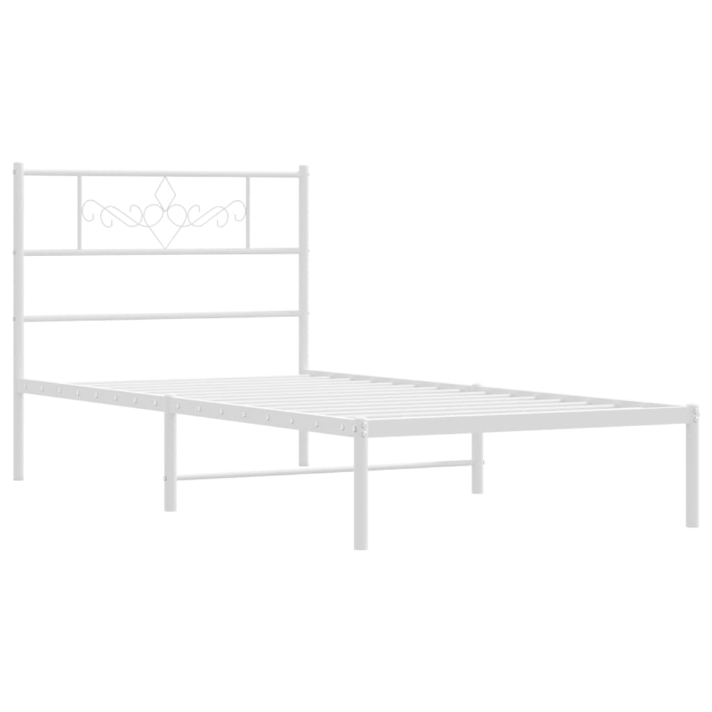 Metal Bed Frame without Mattress with Headboard White 80x200cm