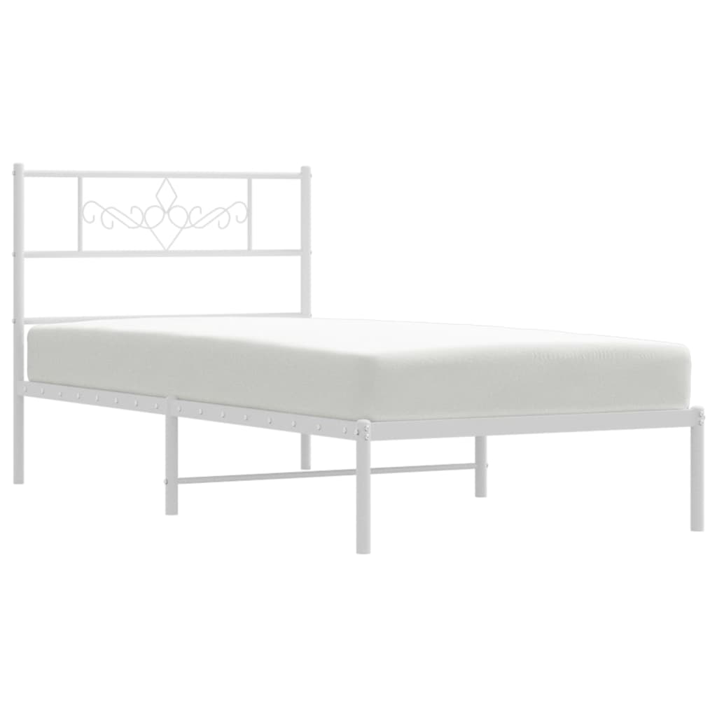 Metal Bed Frame without Mattress with Headboard White 80x200cm