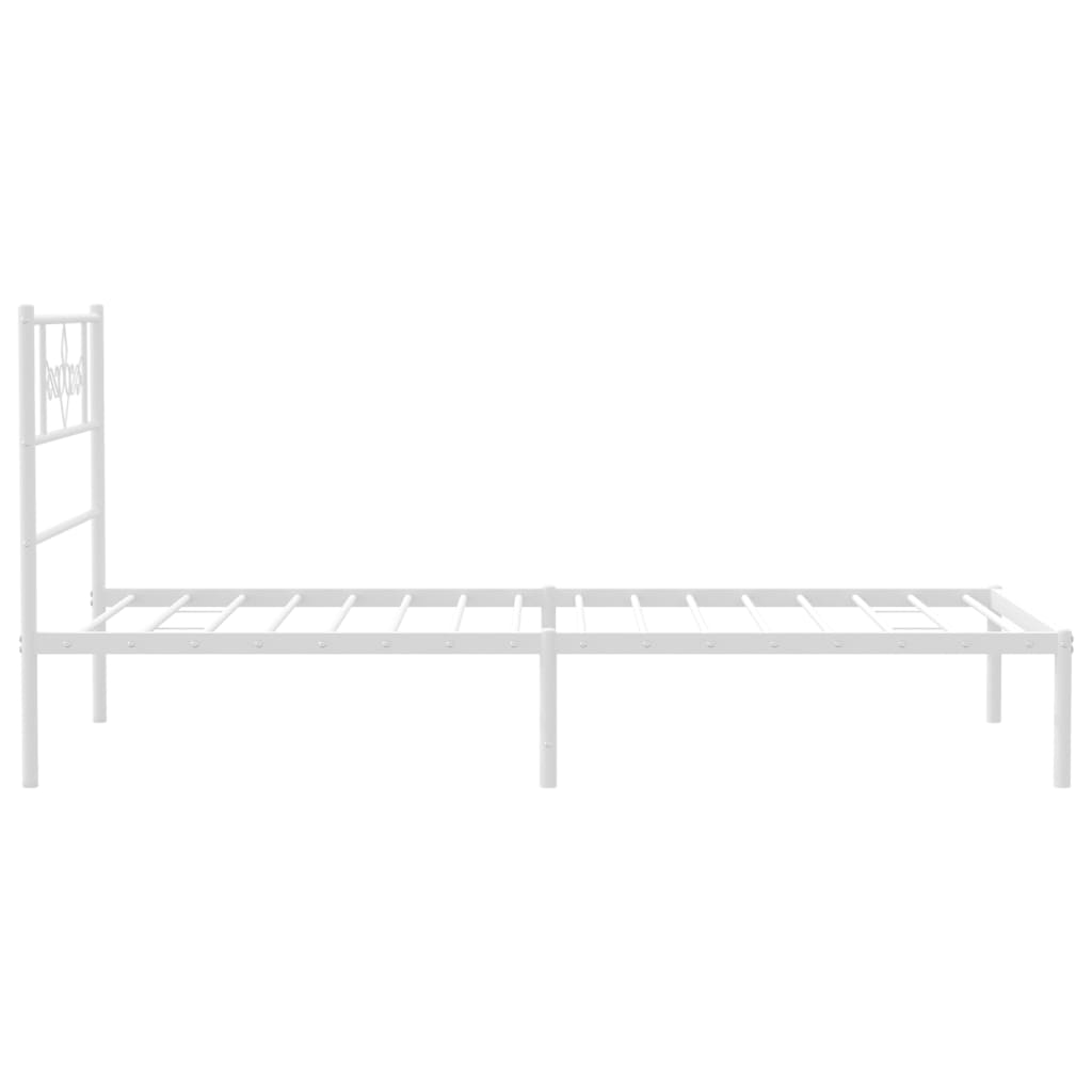 Metal Bed Frame without Mattress with Headboard White 80x200cm