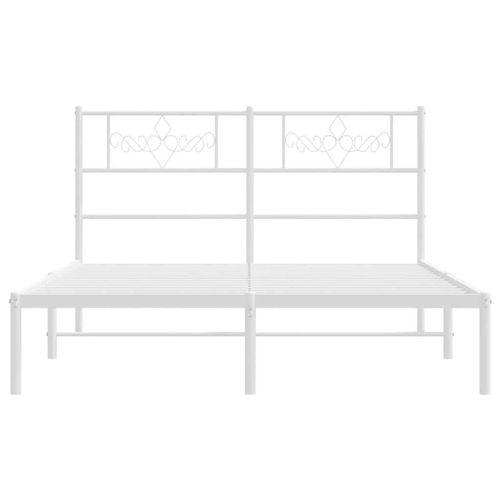 Metal Bed Frame without Mattress with Headboard White 120x190cm