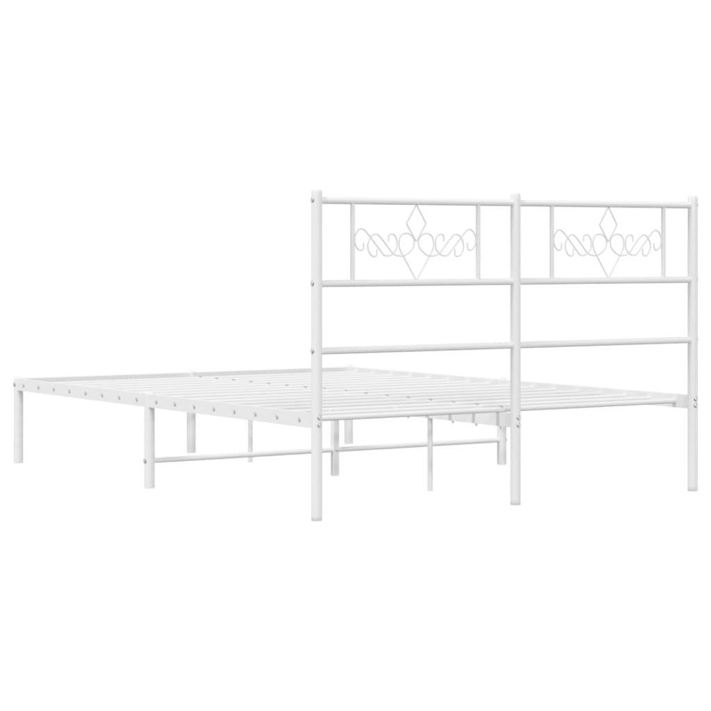 Metal Bed Frame without Mattress with Headboard White 120x190cm