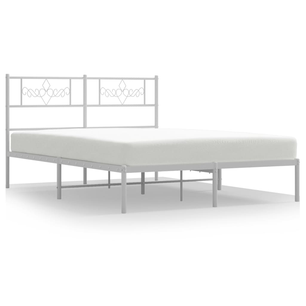 Metal Bed Frame without Mattress with Headboard White 120x200cm