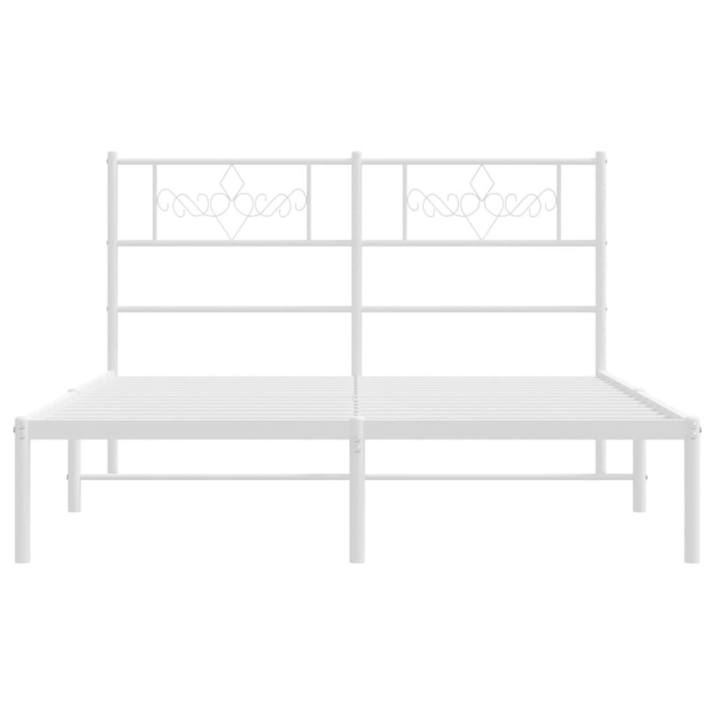 Metal Bed Frame without Mattress with Headboard White 120x200cm