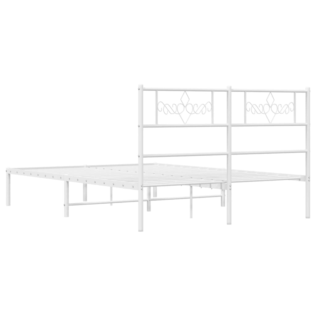 Metal Bed Frame without Mattress with Headboard White 120x200cm