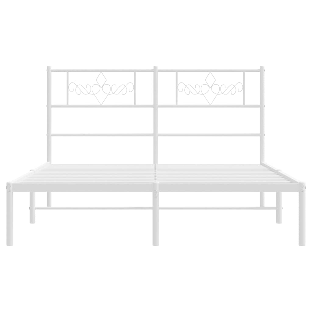 Metal Bed Frame without Mattress with Headboard White 135x190cm