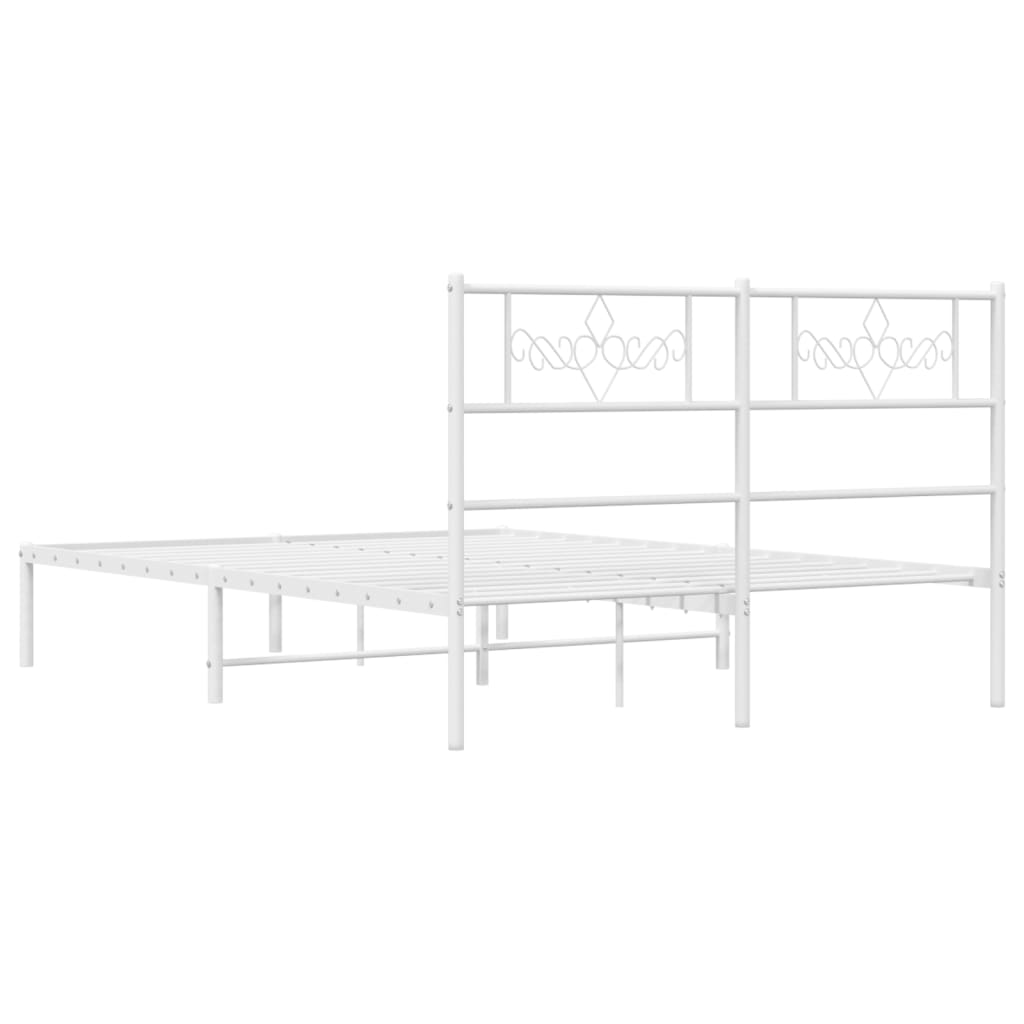 Metal Bed Frame without Mattress with Headboard White 140x190cm