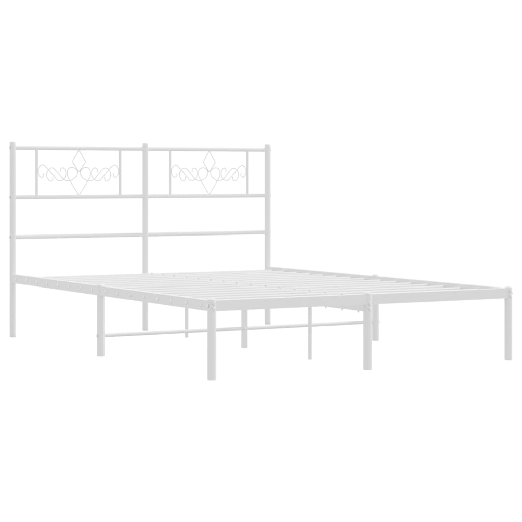 Metal Bed Frame without Mattress with Headboard White 140x200cm