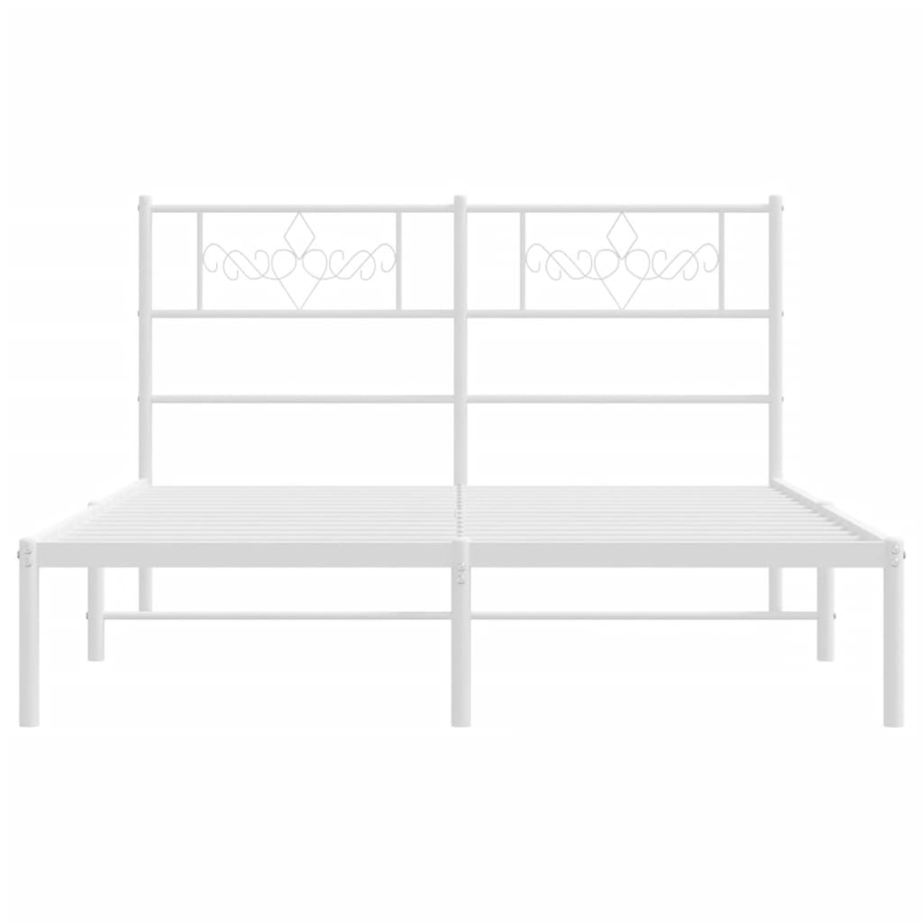 Metal Bed Frame without Mattress with Headboard White 140x200cm
