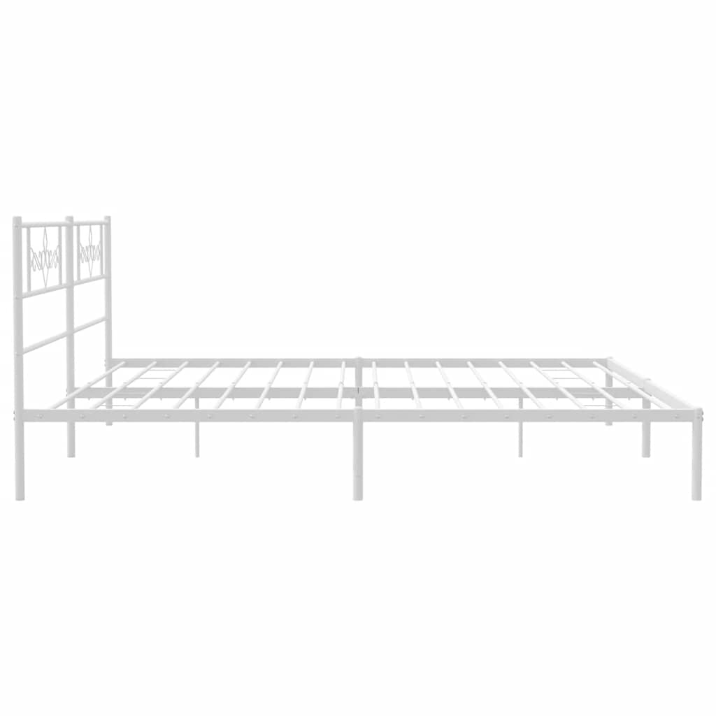 Metal Bed Frame without Mattress with Headboard White 183x213cm