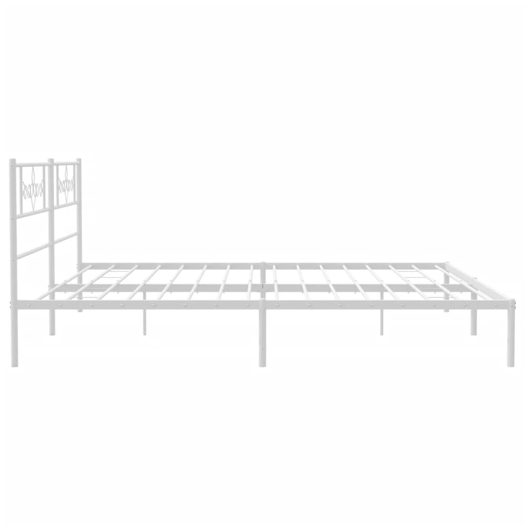 Metal Bed Frame without Mattress with Headboard White 200x200cm