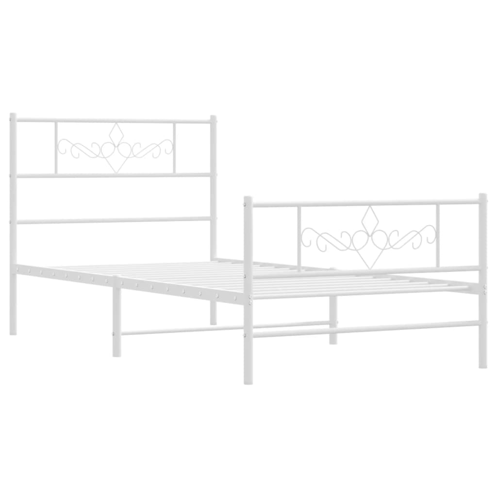 Metal Bed Frame without Mattress with Footboard White 80x200cm
