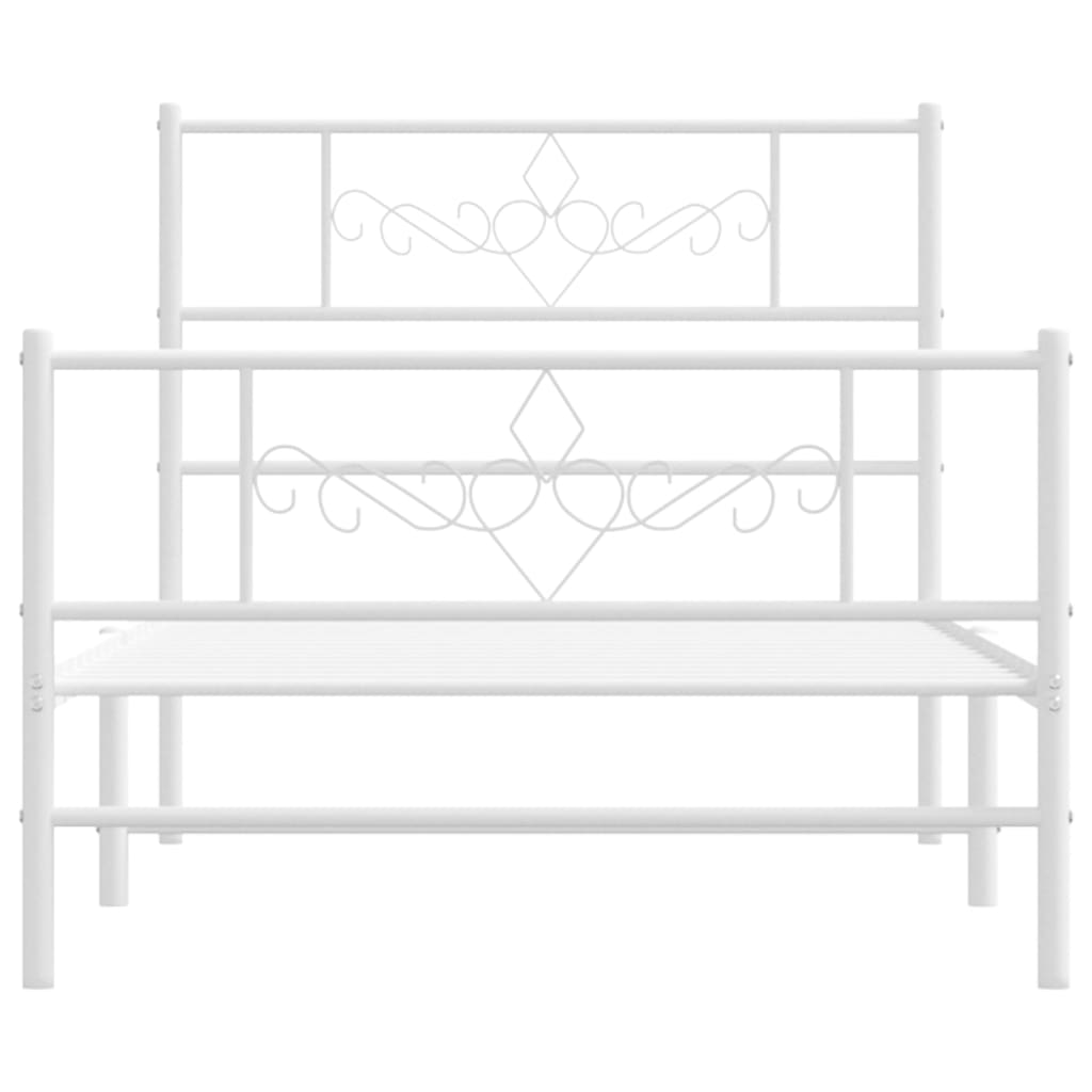 Metal Bed Frame without Mattress with Footboard White 90x200cm