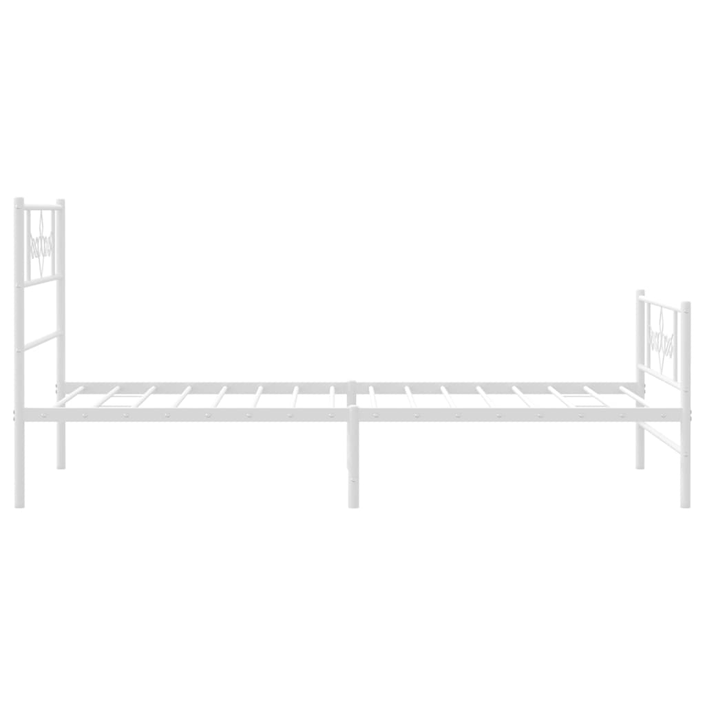 Metal Bed Frame without Mattress with Footboard White 90x200cm