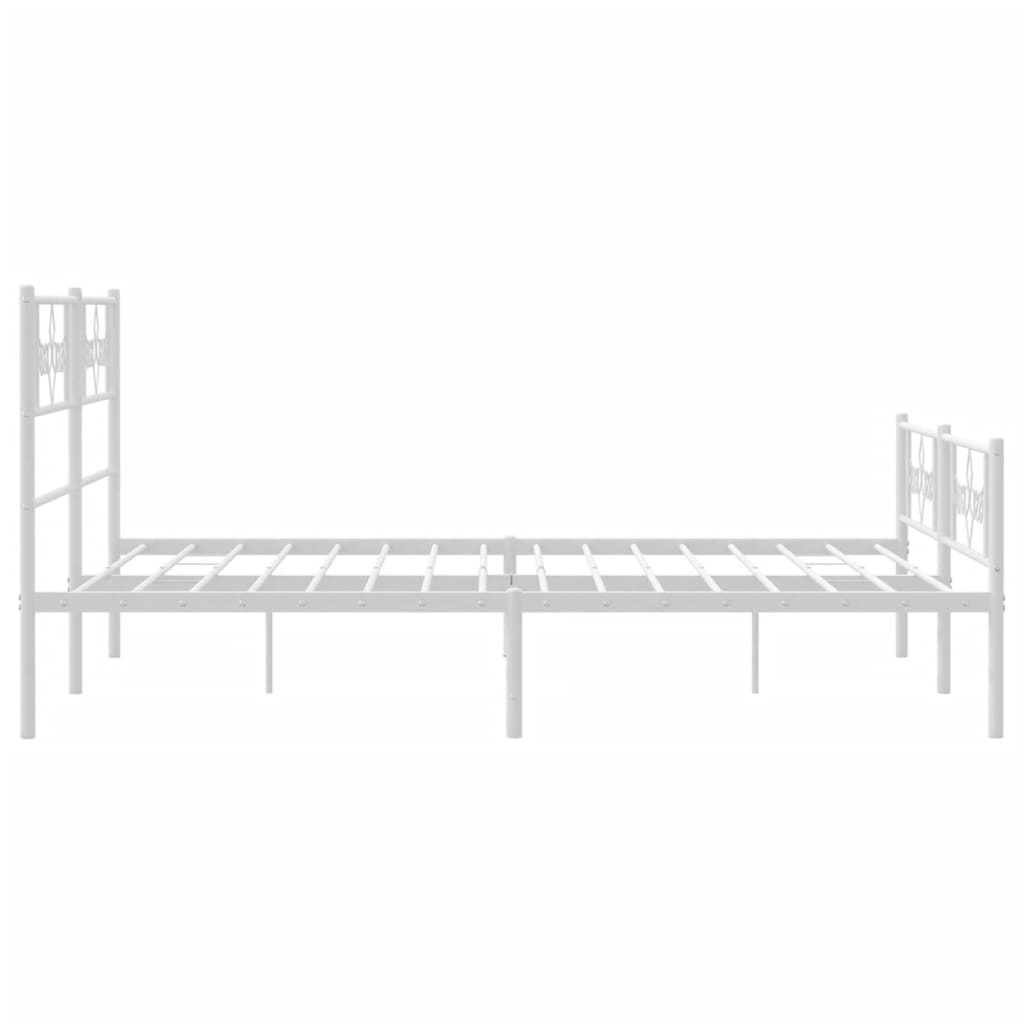 Metal Bed Frame without Mattress with Footboard White 120x190cm