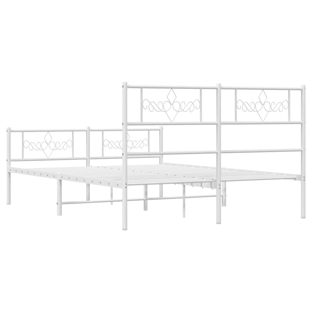 Metal Bed Frame without Mattress with Footboard White 120x190cm