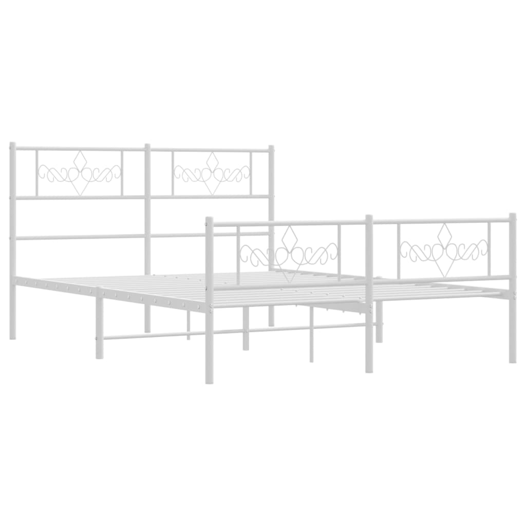 Metal Bed Frame without Mattress with Footboard White 120x200cm
