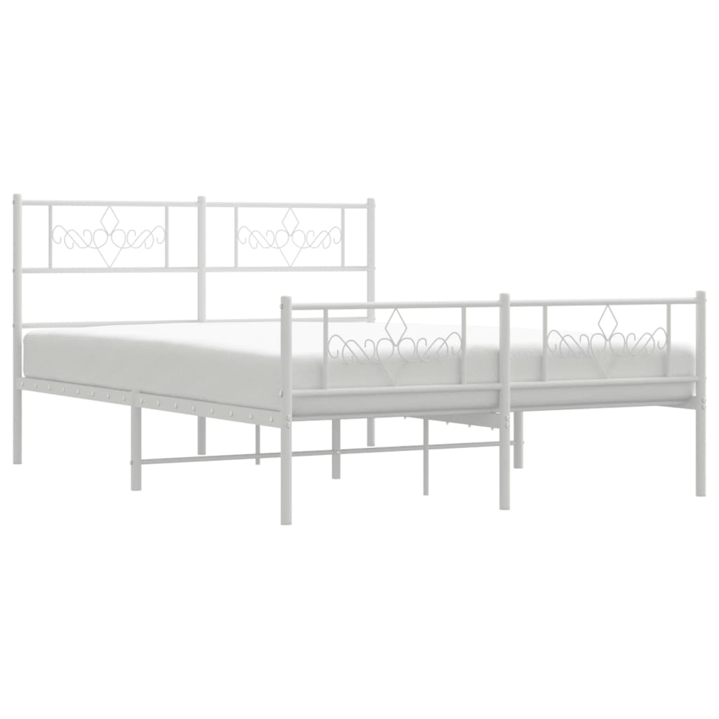 Metal Bed Frame without Mattress with Footboard White 120x200cm