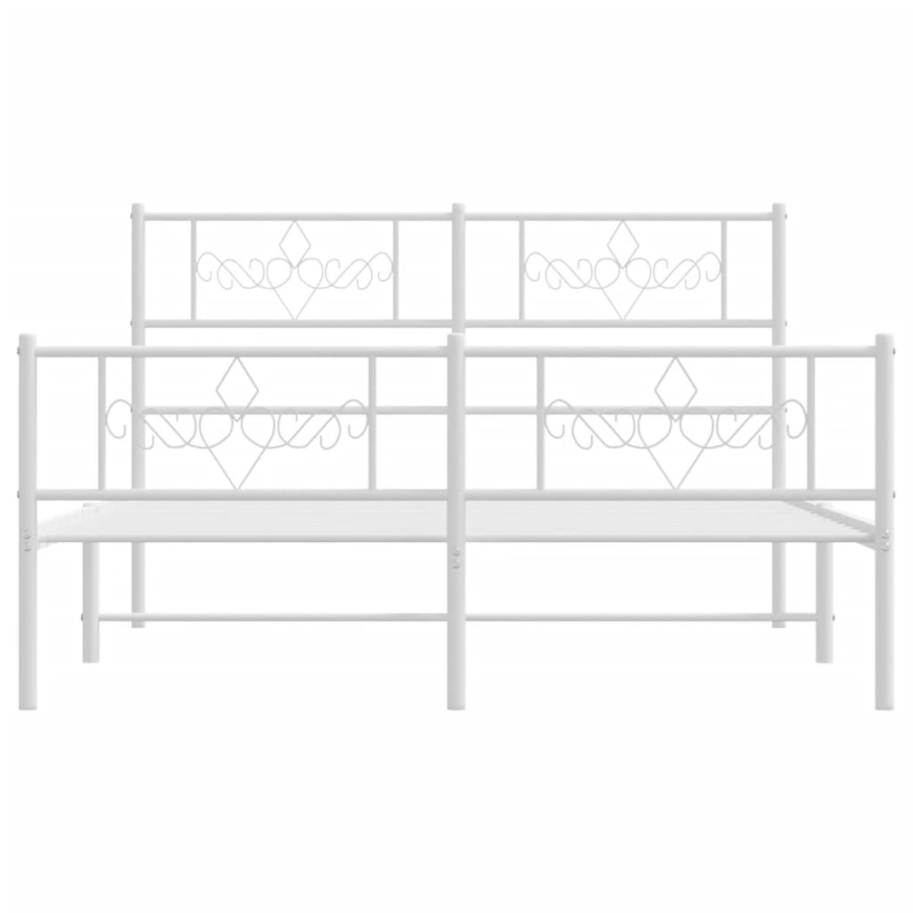 Metal Bed Frame without Mattress with Footboard White 140x190cm