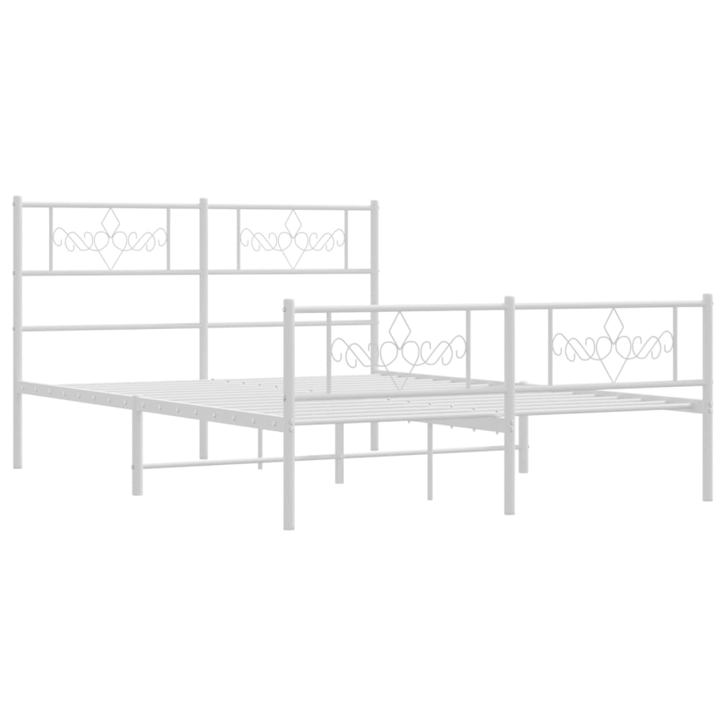 Metal Bed Frame without Mattress with Footboard White 140x200cm
