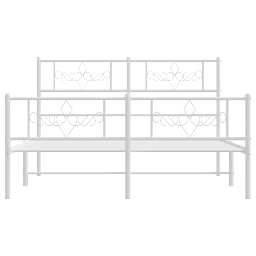 Metal Bed Frame without Mattress with Footboard White 140x200cm