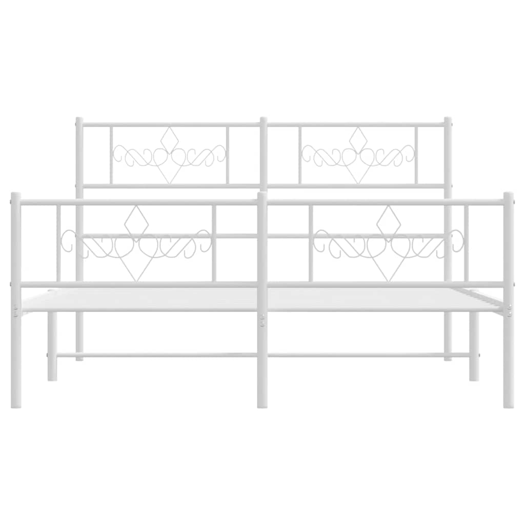 Metal Bed Frame without Mattress with Footboard White 150x200cm