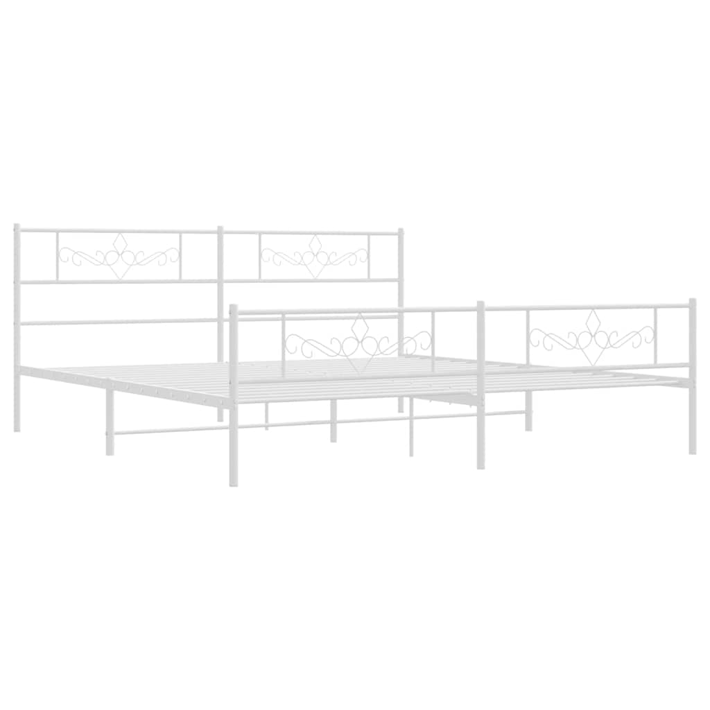 Metal Bed Frame without Mattress with Footboard White 183x213cm