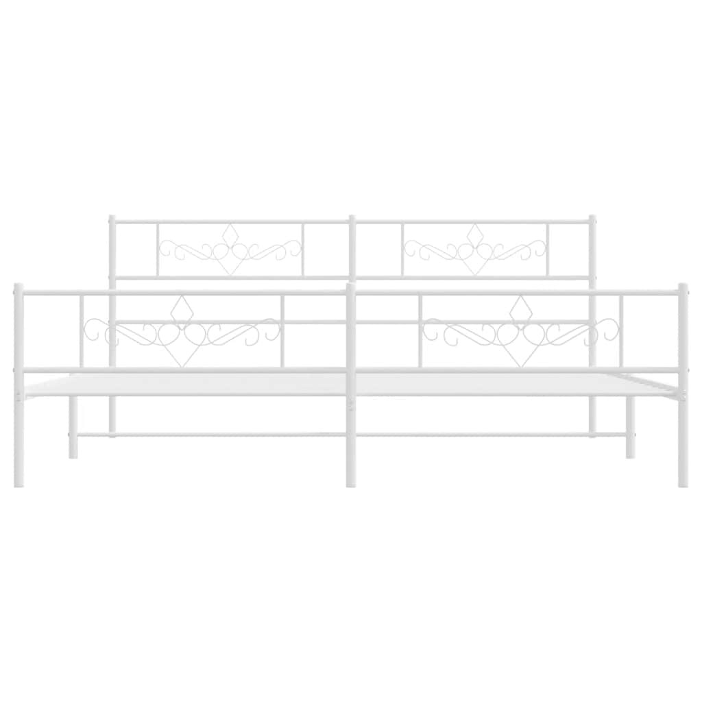 Metal Bed Frame without Mattress with Footboard White 183x213cm