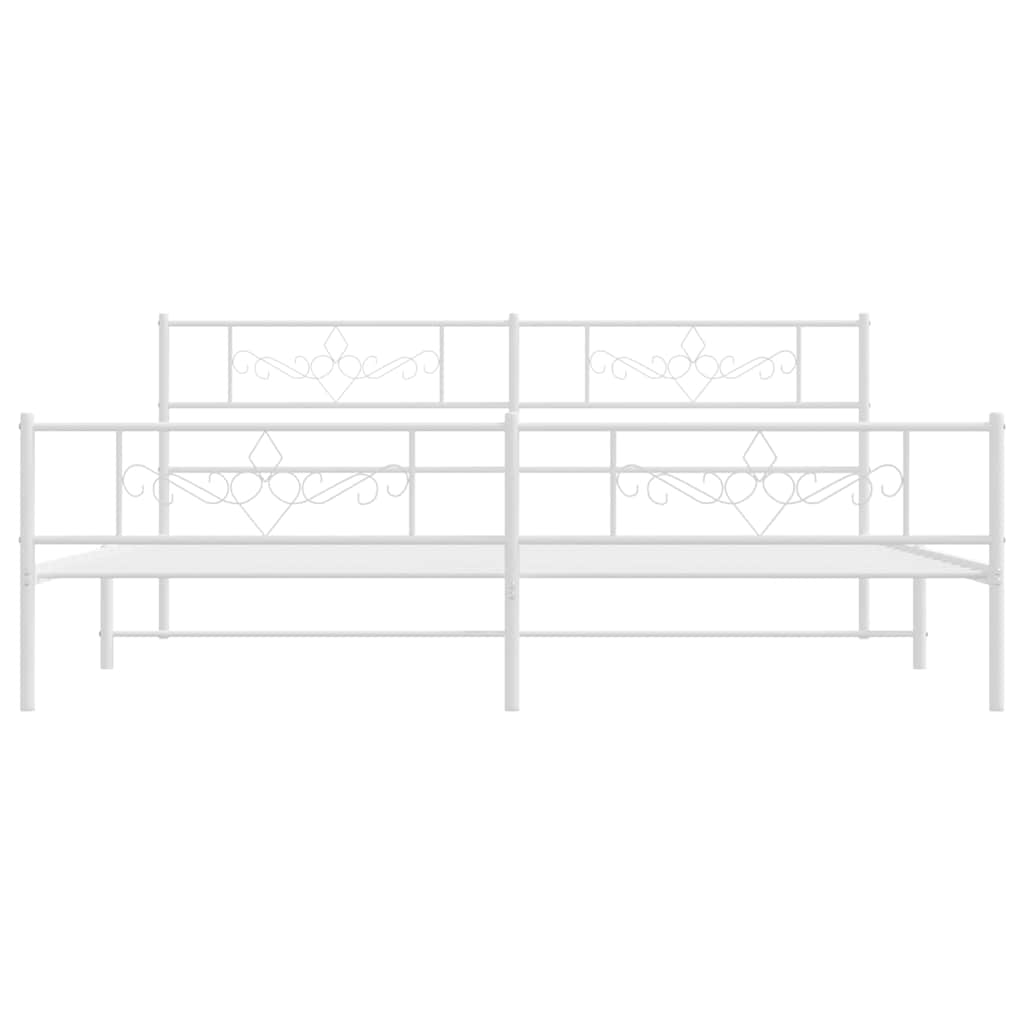 Metal Bed Frame without Mattress with Footboard White 193x203cm