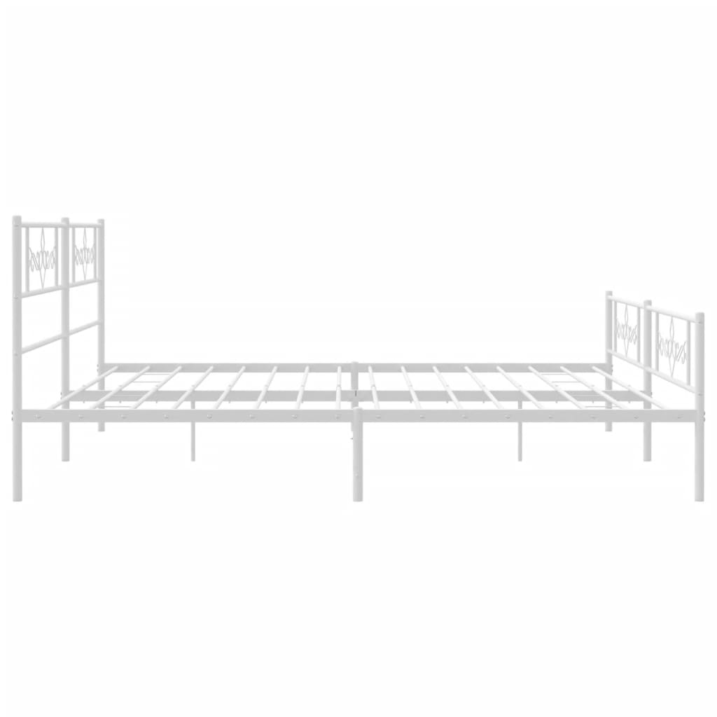 Metal Bed Frame without Mattress with Footboard White 200x200cm