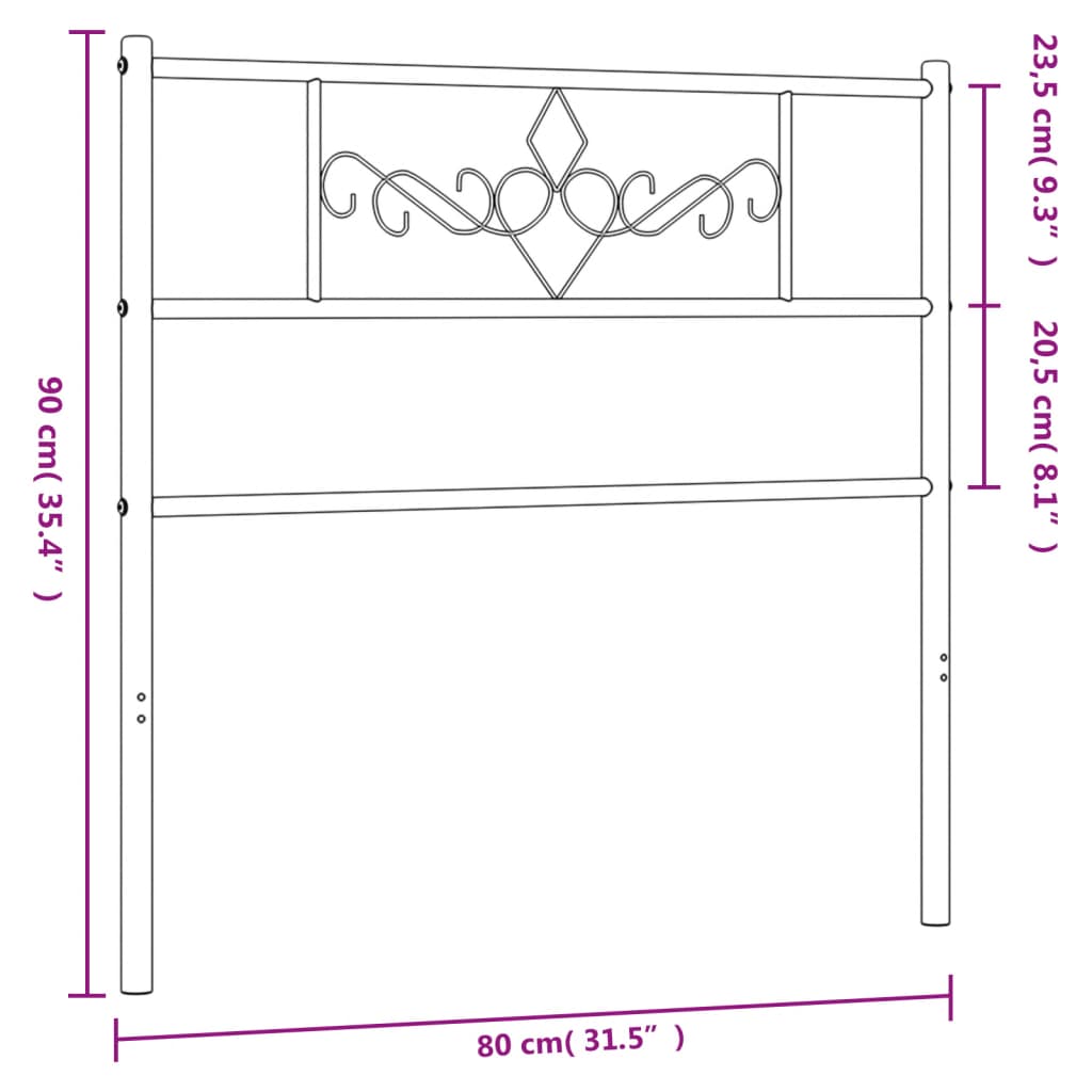 Metal Headboard White 75 cm
