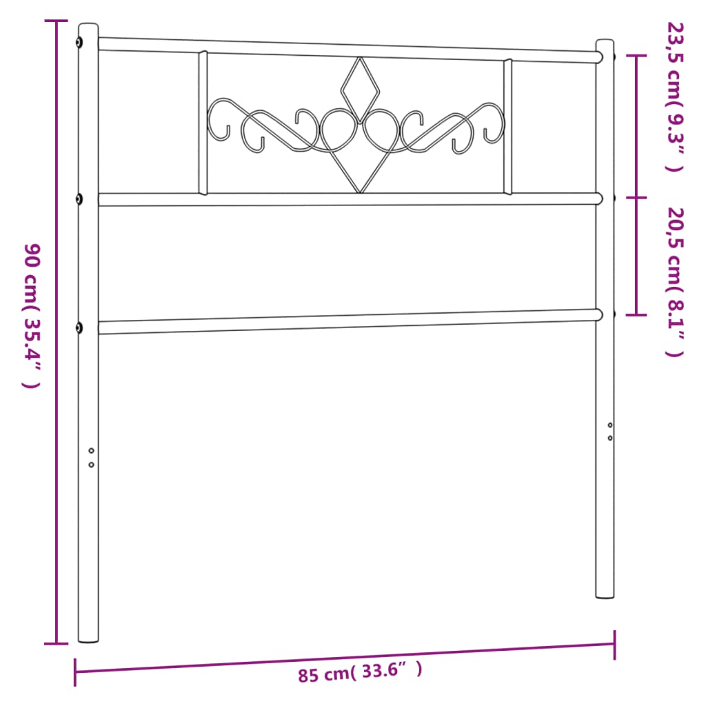 Metal Headboard White 80 cm