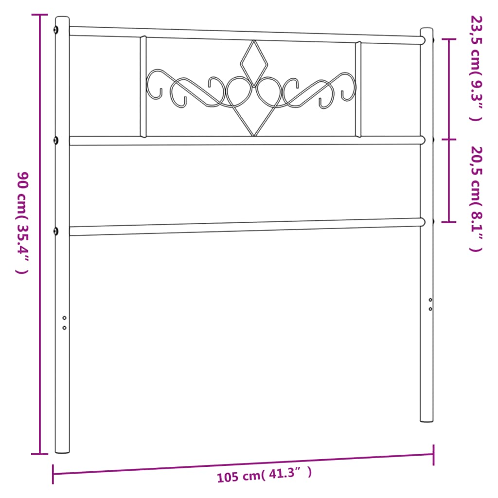 Metal Headboard White 100 cm