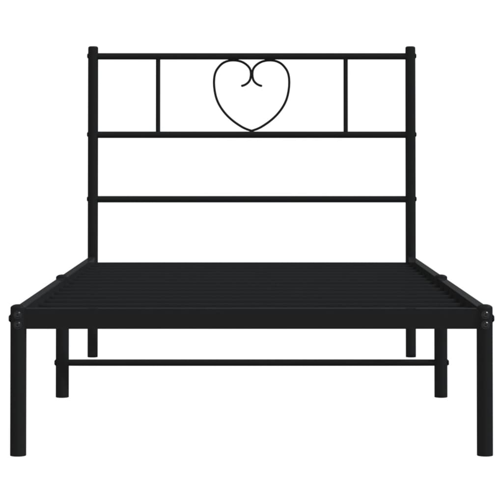 Metal Bed Frame without Mattress with Headboard Black 90x200cm