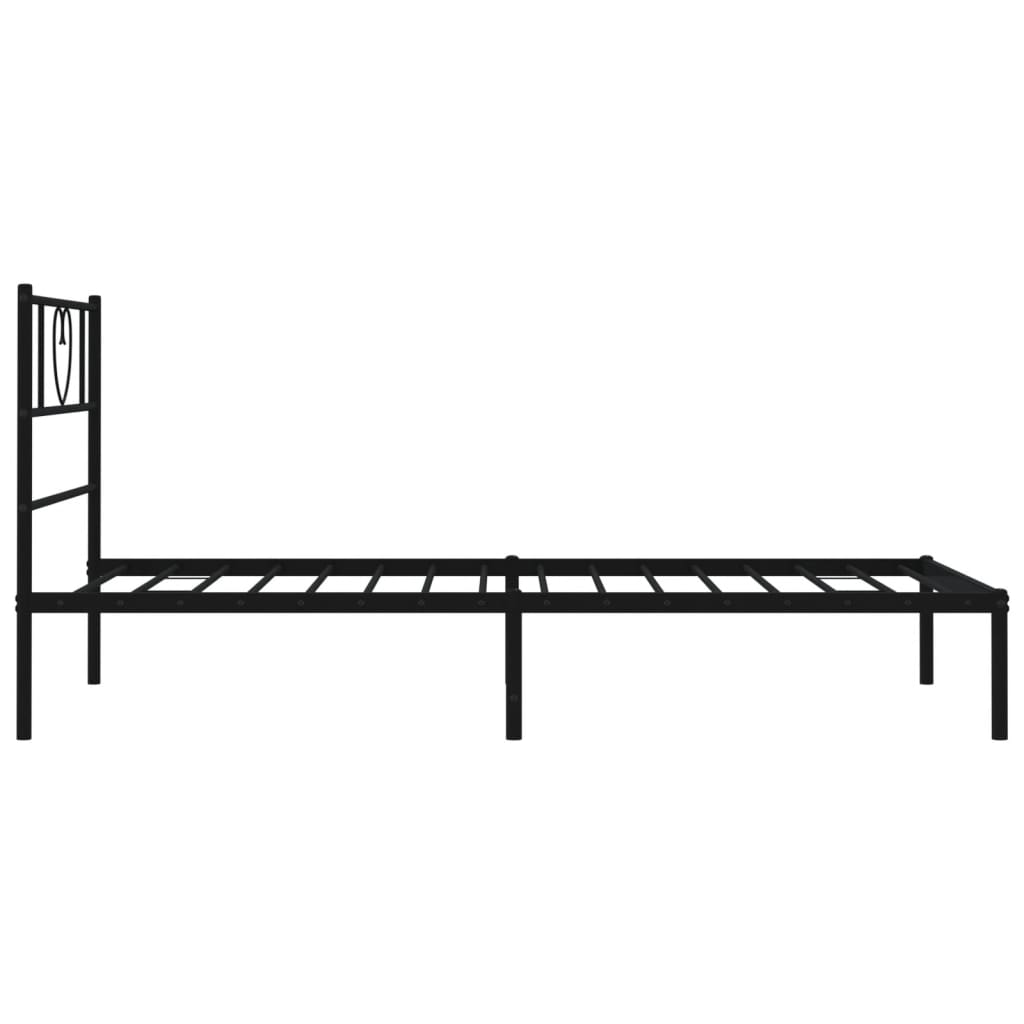 Metal Bed Frame without Mattress with Headboard Black 90x200cm