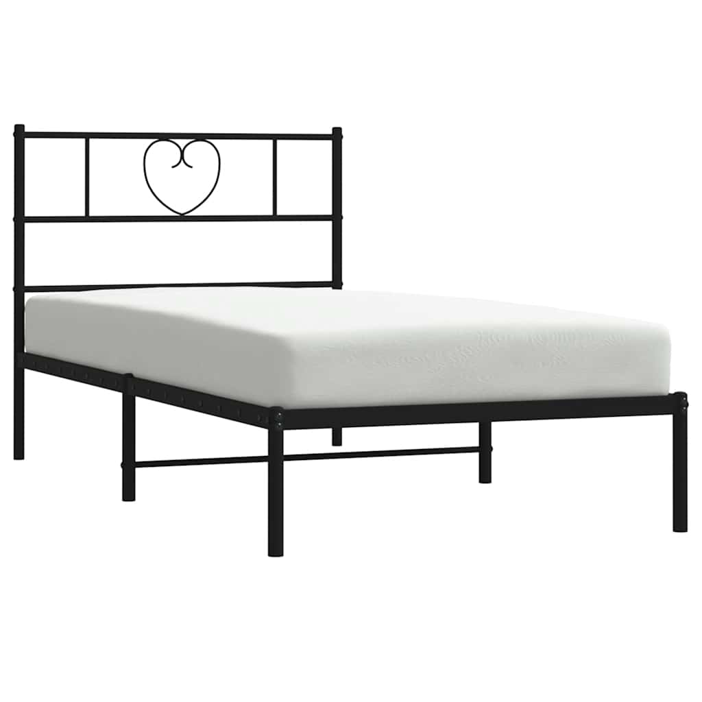 Metal Bed Frame without Mattress with Headboard Black 100x200cm