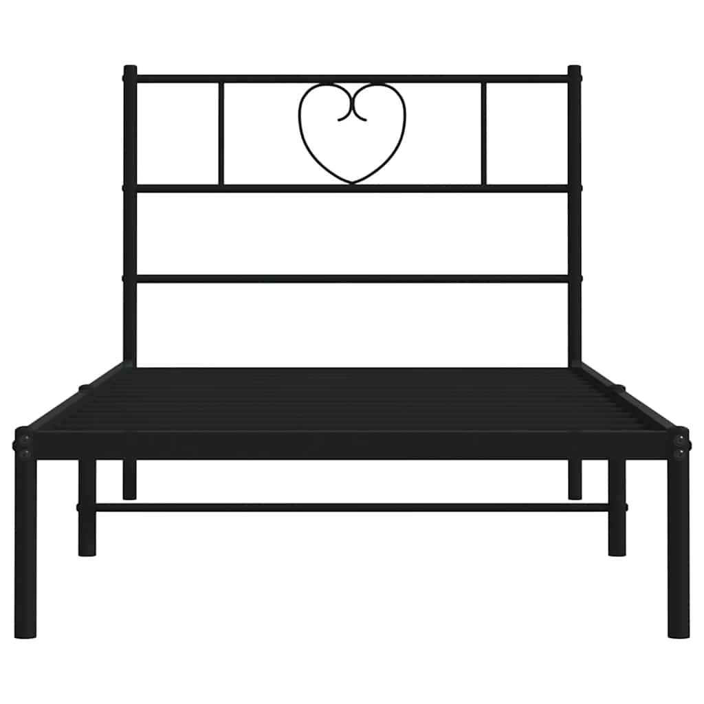 Metal Bed Frame without Mattress with Headboard Black 100x200cm