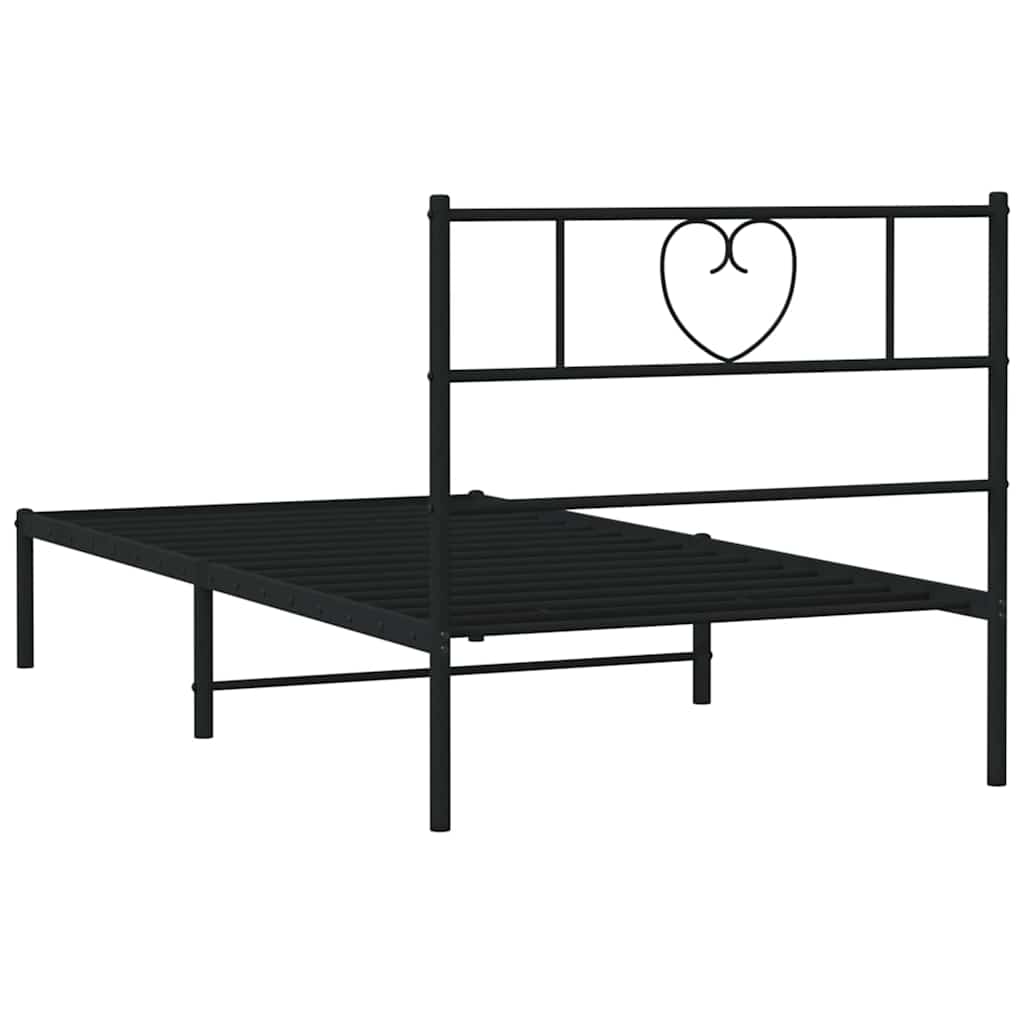 Metal Bed Frame without Mattress with Headboard Black 100x200cm