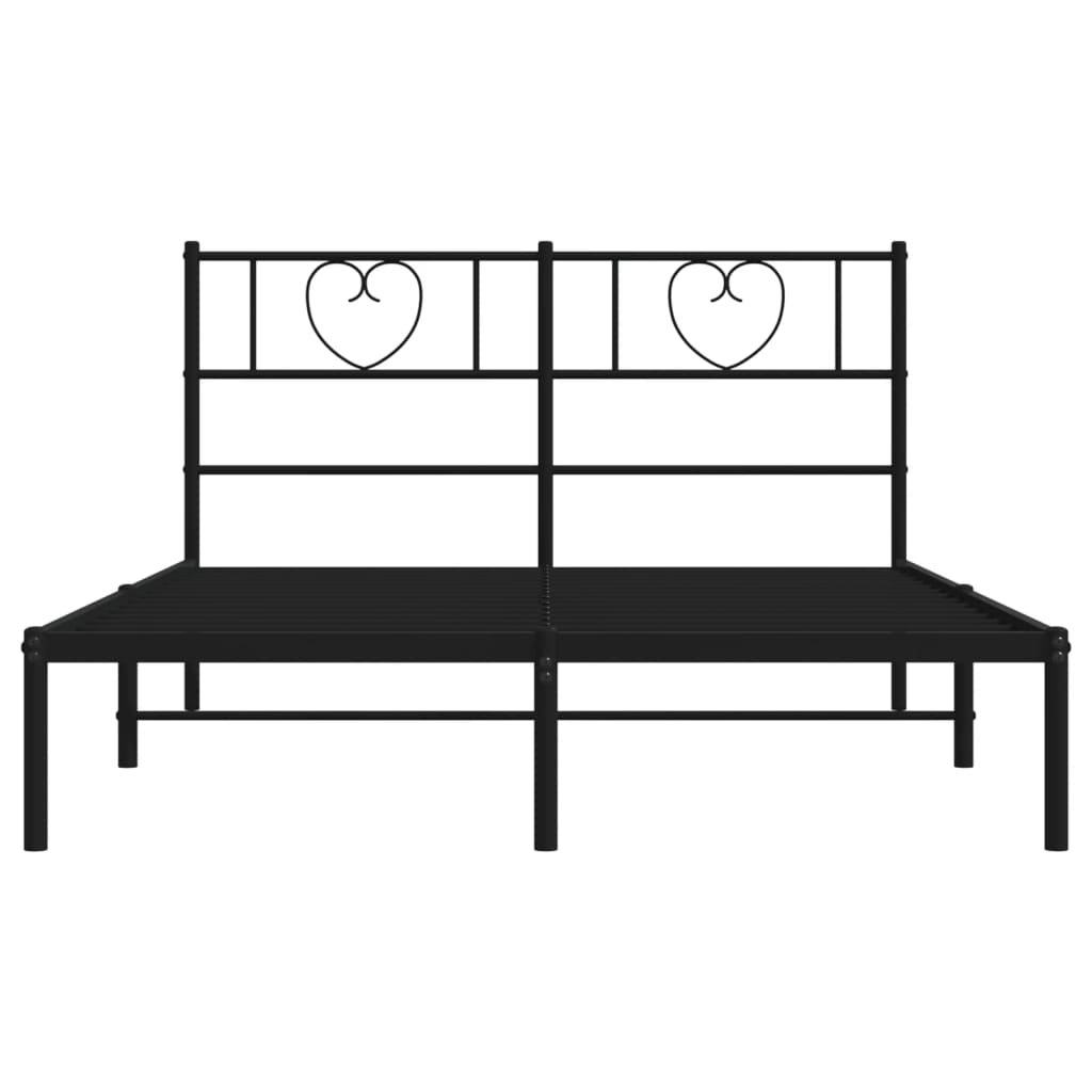 Metal Bed Frame without Mattress with Headboard Black 120x190cm