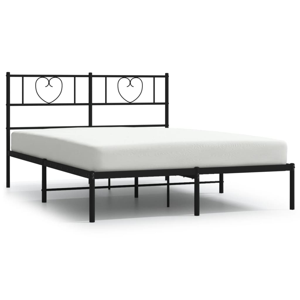 Metal Bed Frame without Mattress with Headboard Black 120x200cm