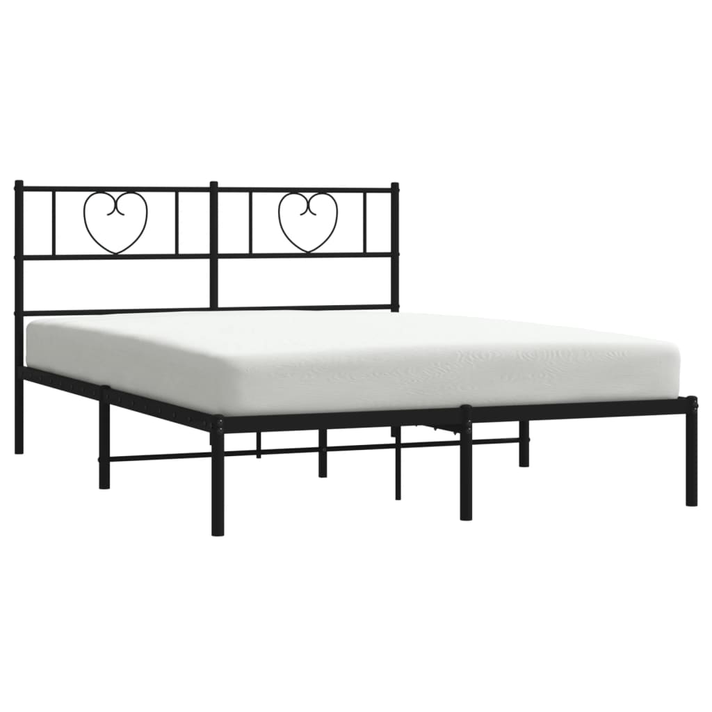 Metal Bed Frame without Mattress with Headboard Black 120x200cm