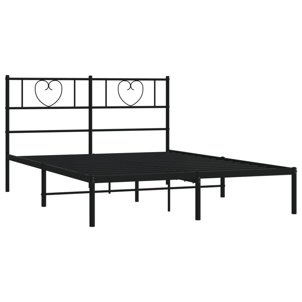 Metal Bed Frame without Mattress with Headboard Black 120x200cm