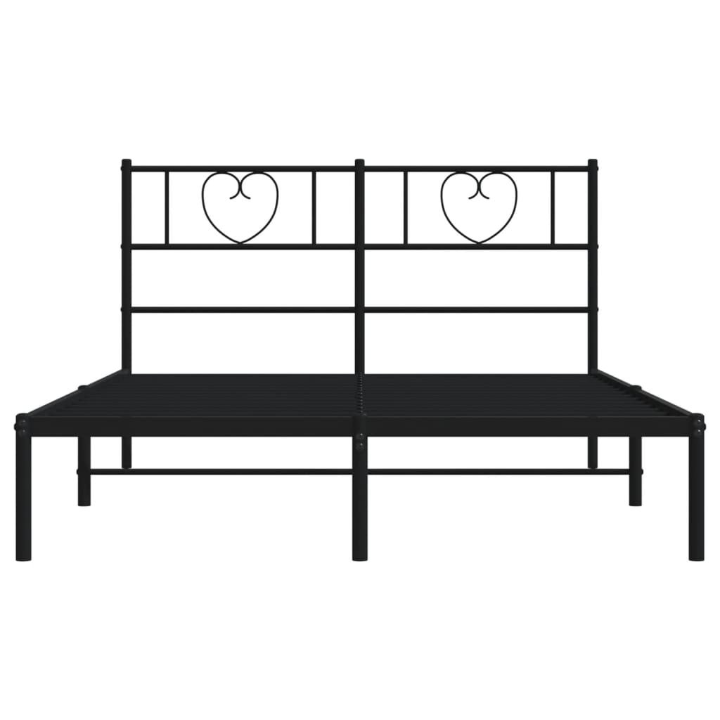 Metal Bed Frame without Mattress with Headboard Black 120x200cm