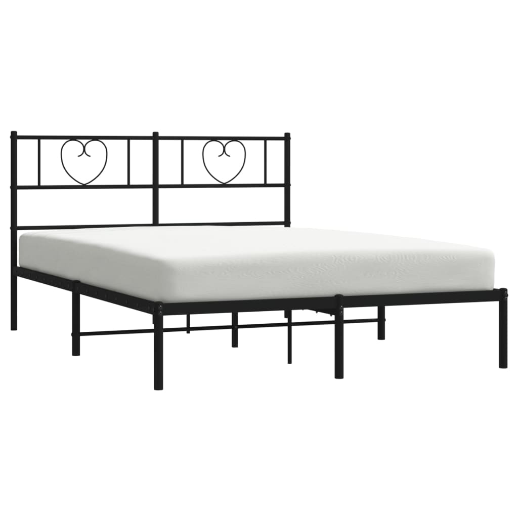 Metal Bed Frame without Mattress with Headboard Black 140x200cm