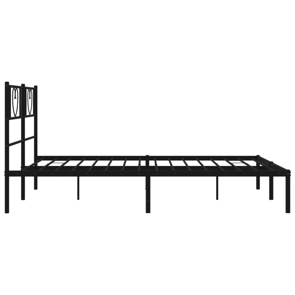 Metal Bed Frame without Mattress with Headboard Black 140x200cm