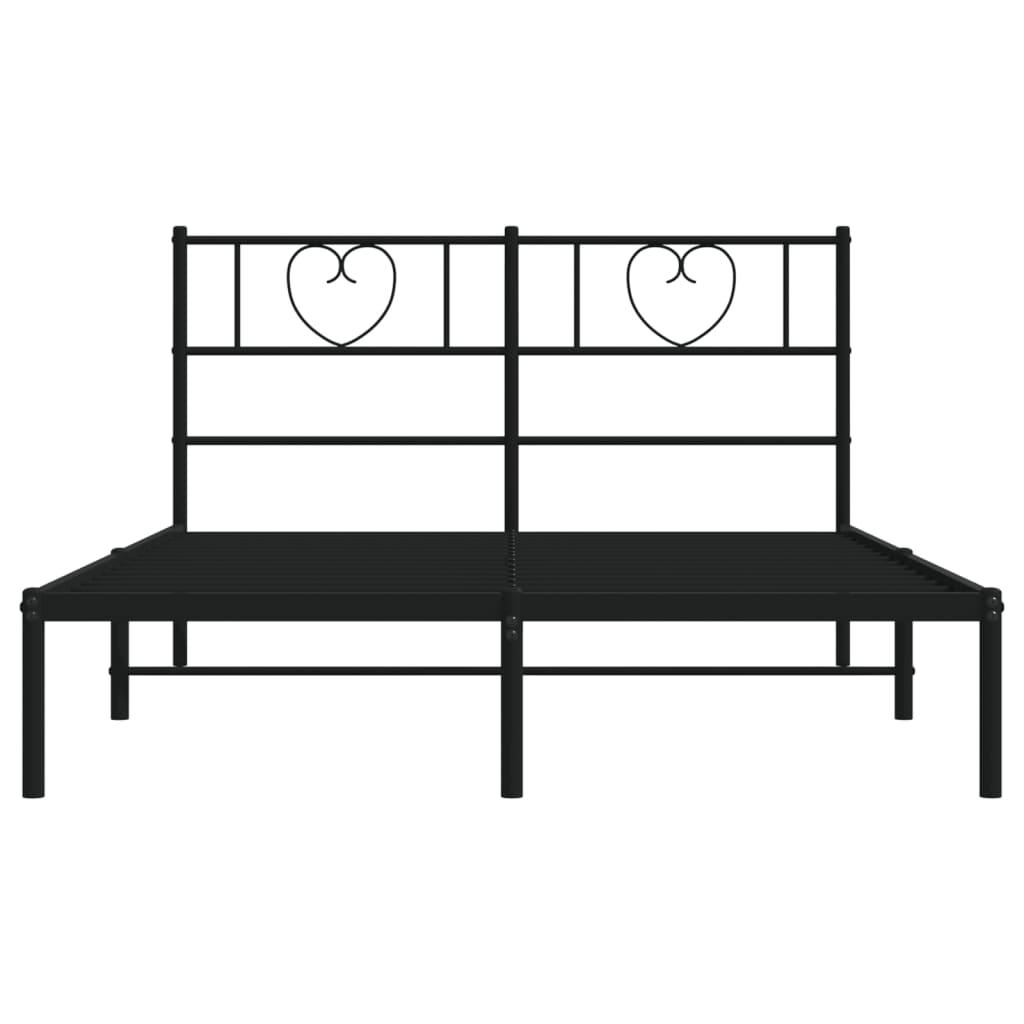 Metal Bed Frame without Mattress with Headboard Black 160x200cm