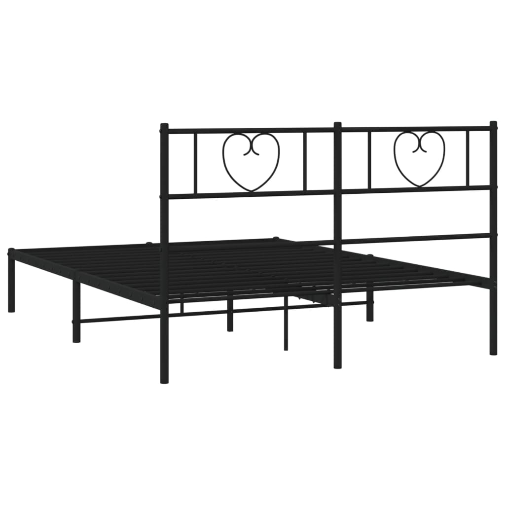 Metal Bed Frame without Mattress with Headboard Black 160x200cm