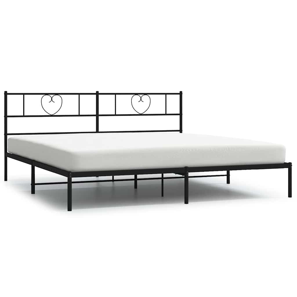 Metal Bed Frame without Mattress with Headboard Black 183x213cm